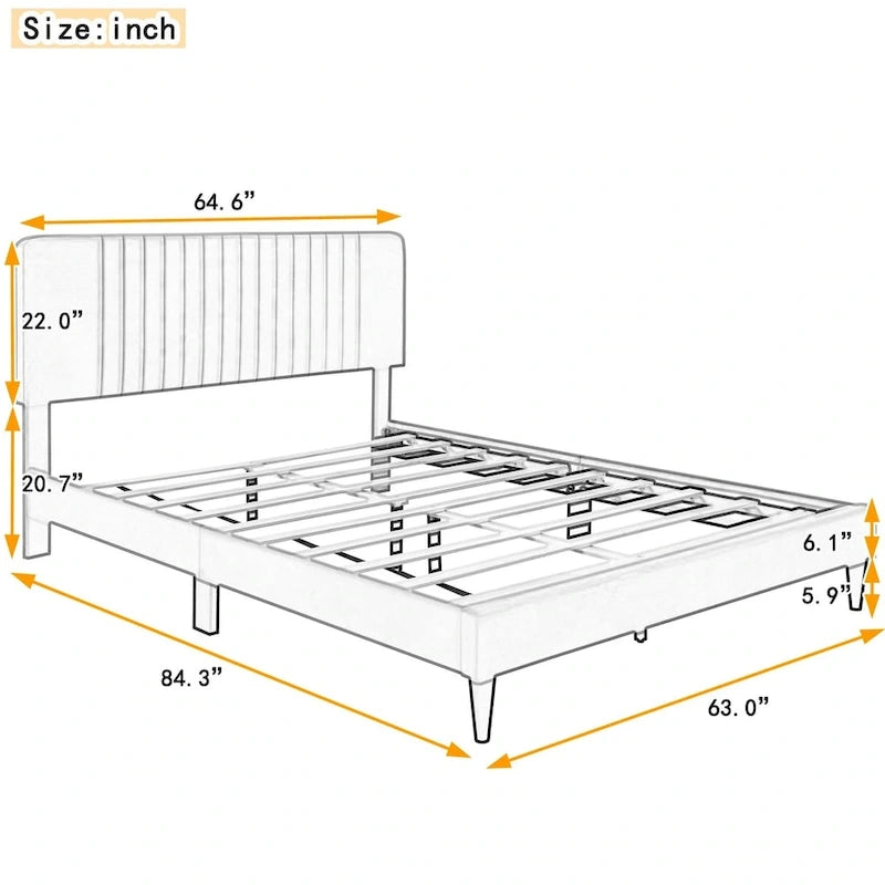 Cama de plataforma tapizada en terciopelo verde/gris, tamaños matrimonial y queen, no necesita somier, para 2