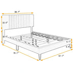 Cama de plataforma tapizada en terciopelo verde/gris, tamaños matrimonial y queen, no necesita somier, para 2