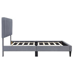 Cama de plataforma tapizada en terciopelo verde/gris, tamaños matrimonial y queen, no necesita somier, para 2