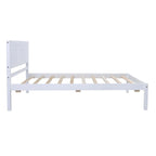 Cama plataforma individual blanca/gris con cabecero
