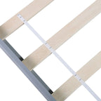 Cama plataforma individual blanca/gris con cabecero