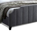 Cama King Size de Chenilla Gris, con Capitón de Canales, para 2 Personas
