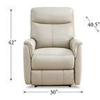 Sillón reclinable de piel de grano superior con reposacabezas eléctrico y gravedad cero – Topo / Azul marino / Blanco vainilla, un asiento