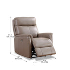 Sillón reclinable de piel de grano superior con reposacabezas eléctrico y gravedad cero – Topo / Azul marino / Blanco vainilla, un asiento