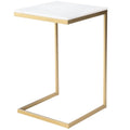 Mesa Auxiliar de Mármol Blanco y Dorado para 1
