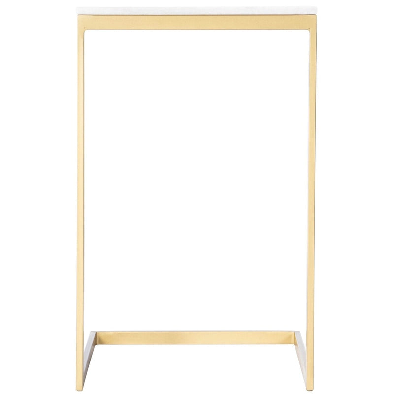 Mesa Auxiliar de Mármol Blanco y Dorado para 1