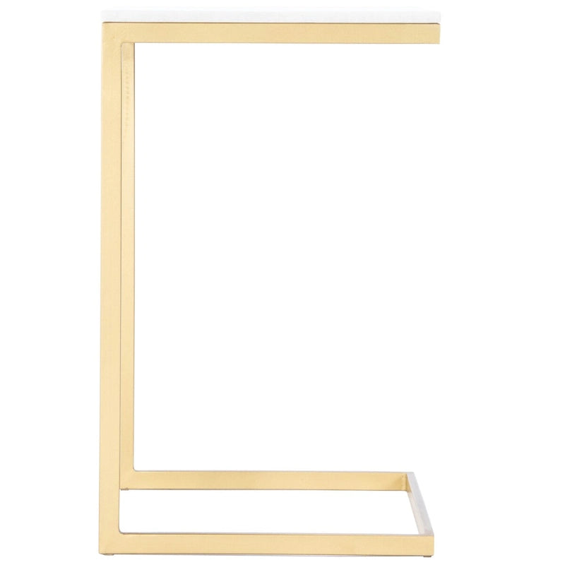 Mesa Auxiliar de Mármol Blanco y Dorado para 1