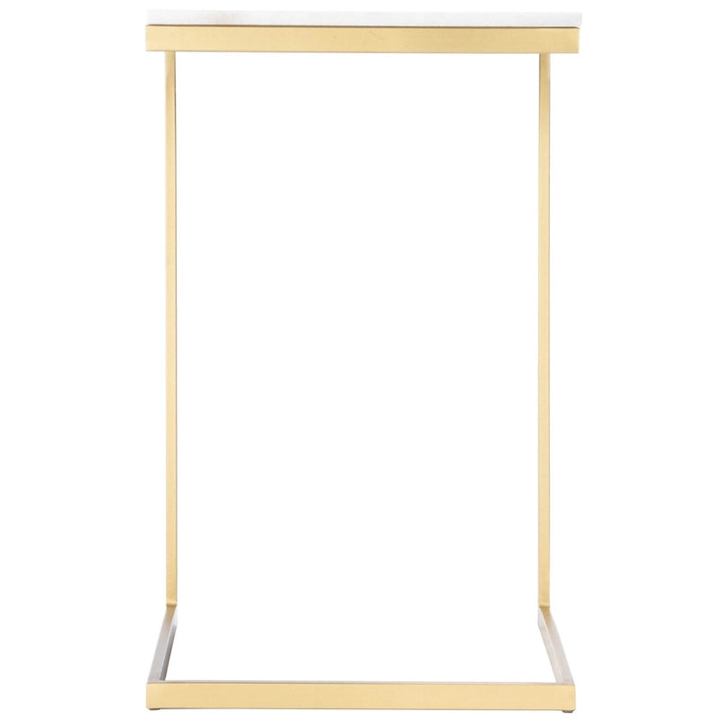 Mesa Auxiliar de Mármol Blanco y Dorado para 1
