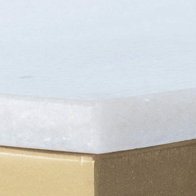 Mesa Auxiliar de Mármol Blanco y Dorado para 1