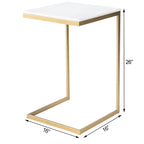 Mesa Auxiliar de Mármol Blanco y Dorado para 1