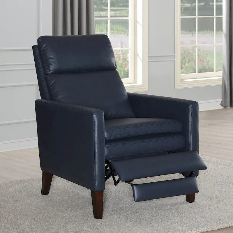 Sillón reclinable de piel sintética marrón pulido/azul noche, 1 plaza