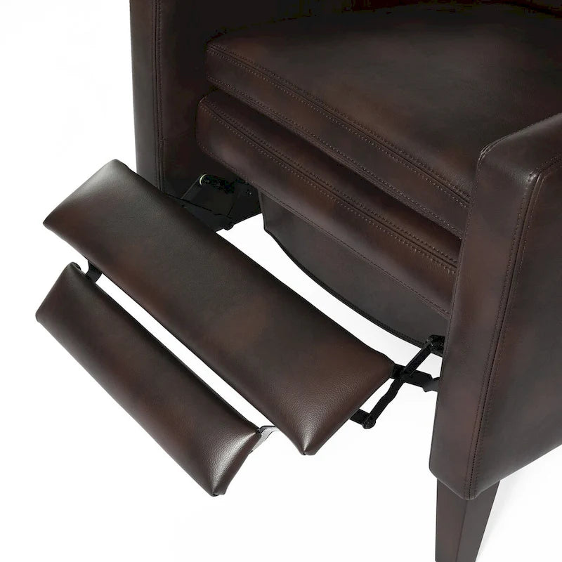 Sillón reclinable de piel sintética marrón pulido/azul noche, 1 plaza