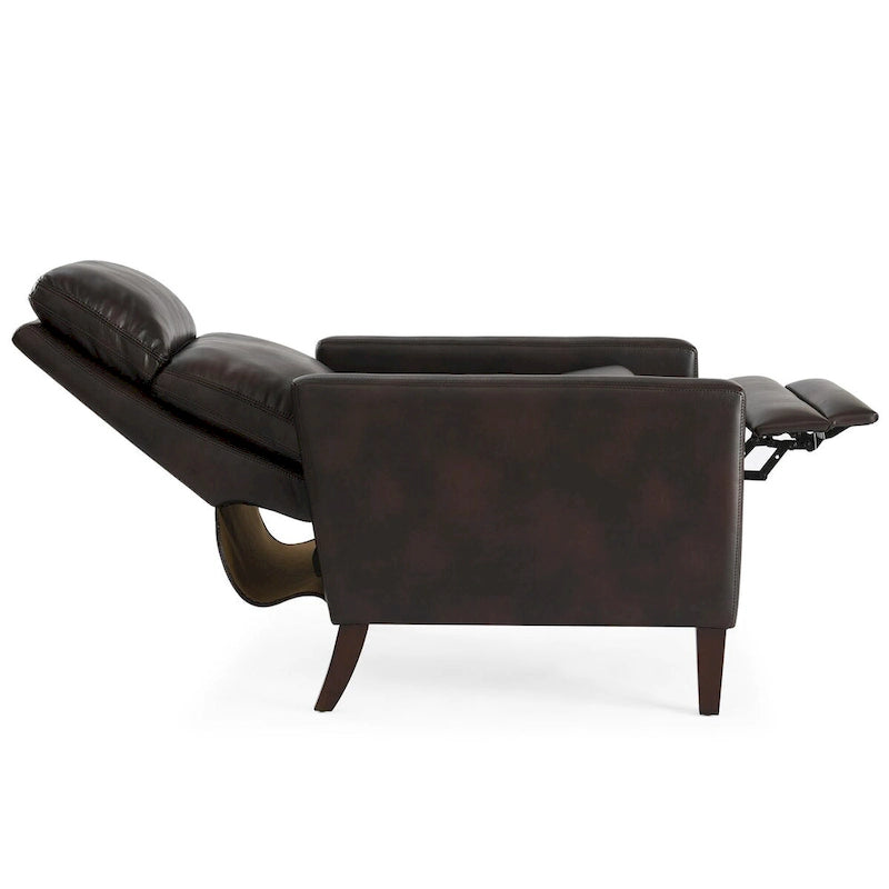 Sillón reclinable de piel sintética marrón pulido/azul noche, 1 plaza