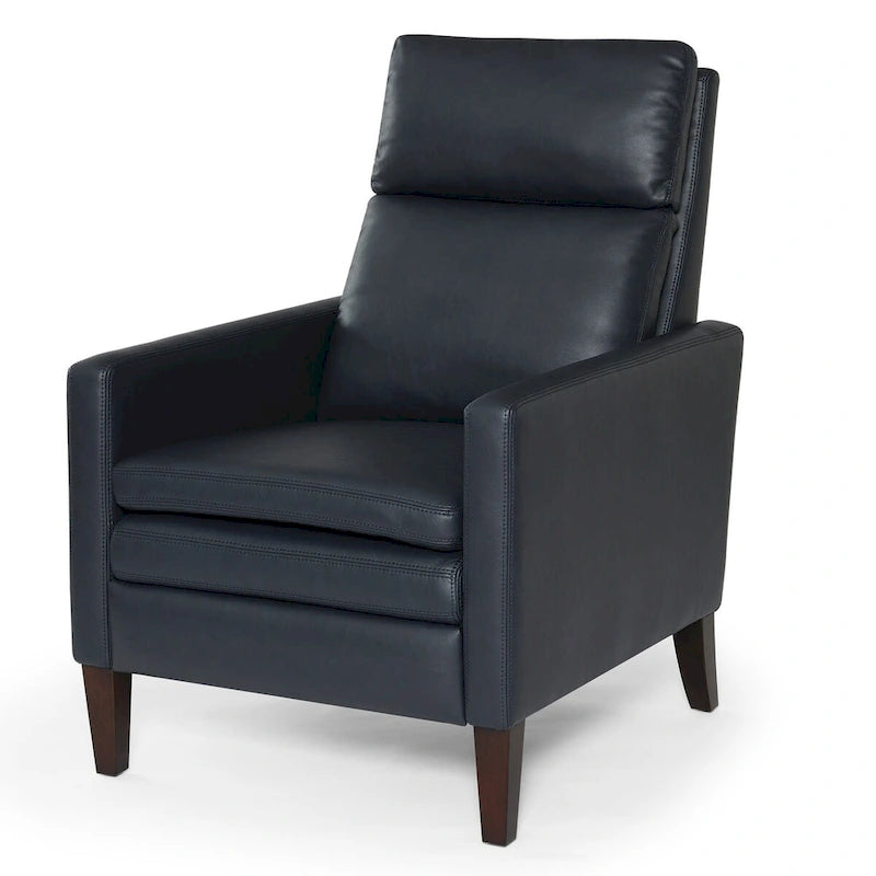 Sillón reclinable de piel sintética marrón pulido/azul noche, 1 plaza