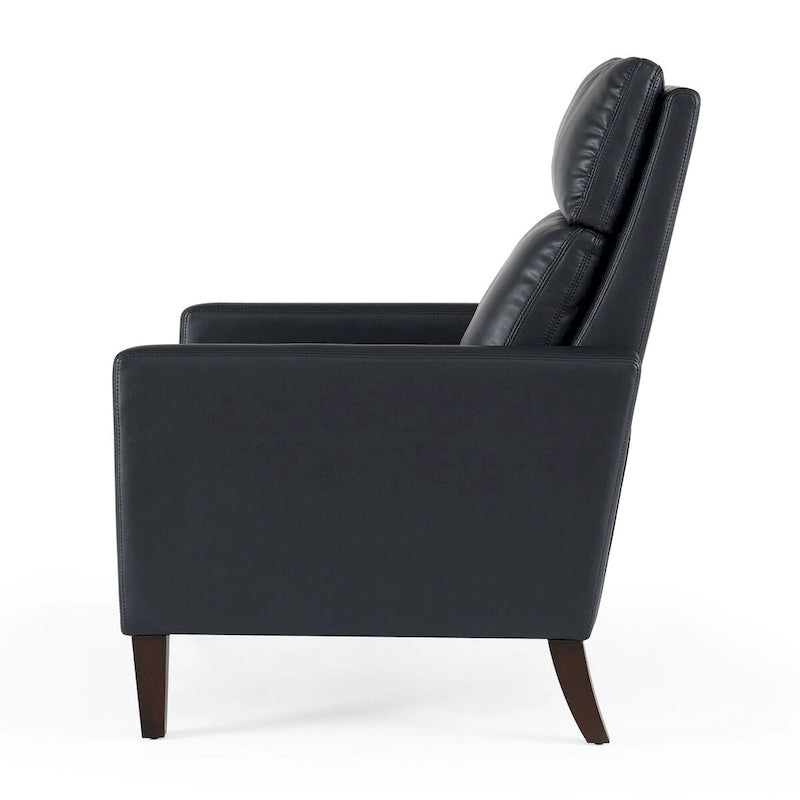 Sillón reclinable de piel sintética marrón pulido/azul noche, 1 plaza