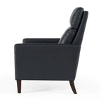 Sillón reclinable de piel sintética marrón pulido/azul noche, 1 plaza