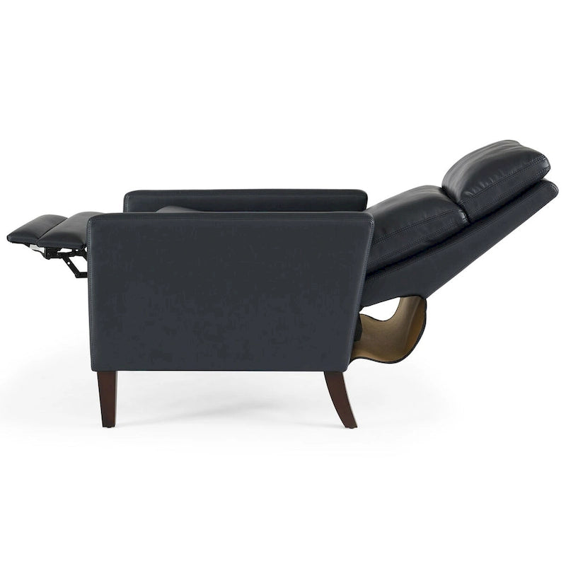 Sillón reclinable de piel sintética marrón pulido/azul noche, 1 plaza