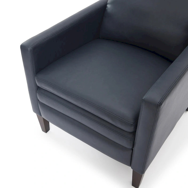 Sillón reclinable de piel sintética marrón pulido/azul noche, 1 plaza