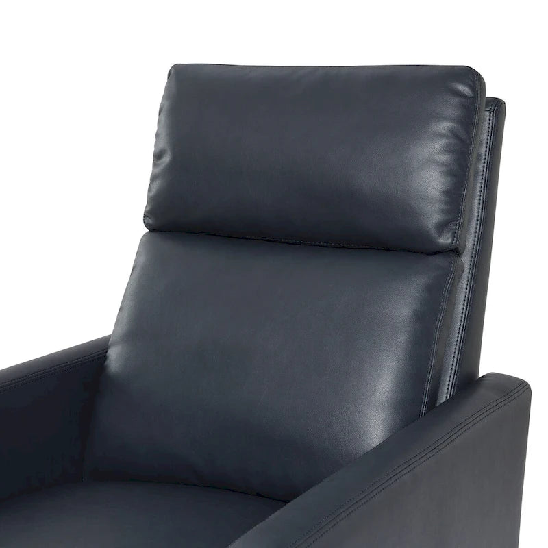 Sillón reclinable de piel sintética marrón pulido/azul noche, 1 plaza