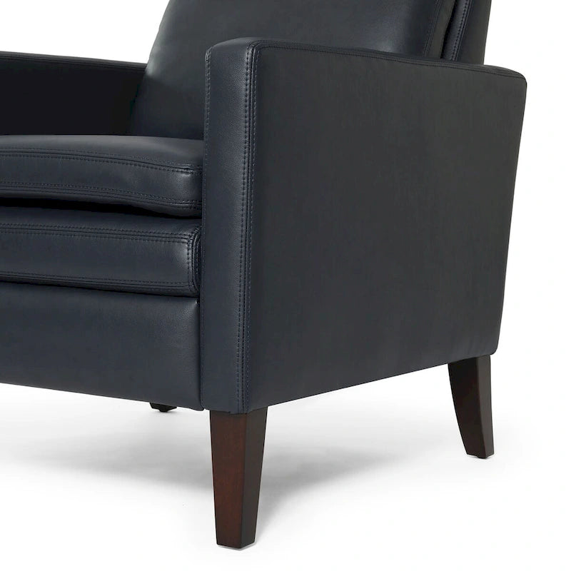 Sillón reclinable de piel sintética marrón pulido/azul noche, 1 plaza