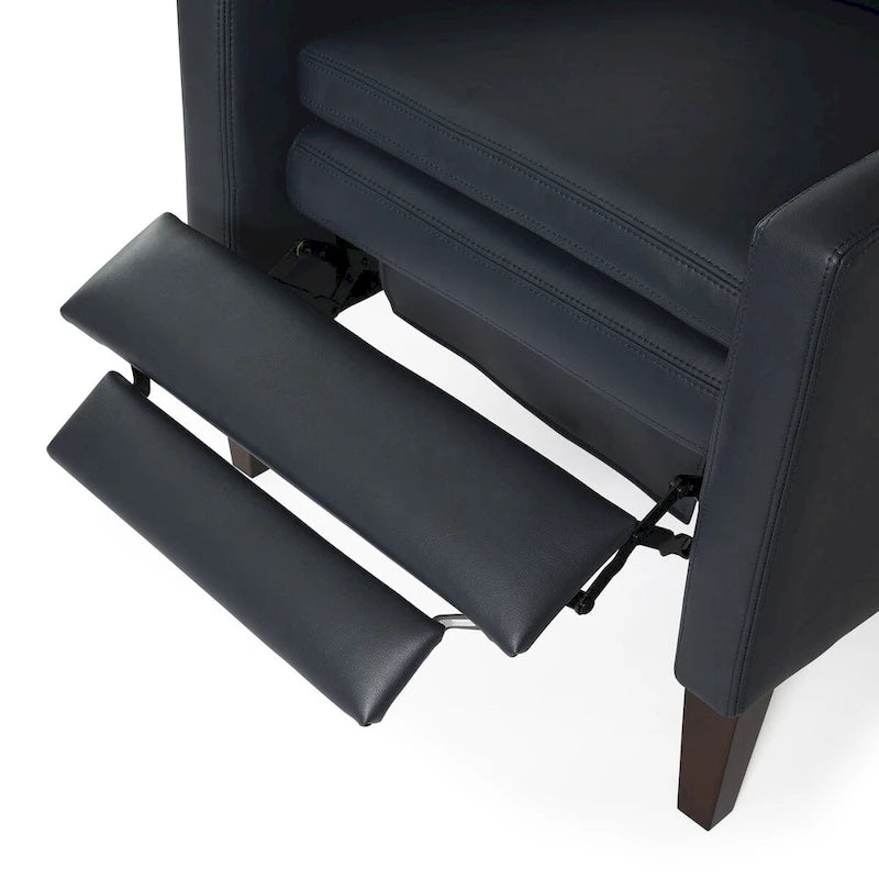 Sillón reclinable de piel sintética marrón pulido/azul noche, 1 plaza