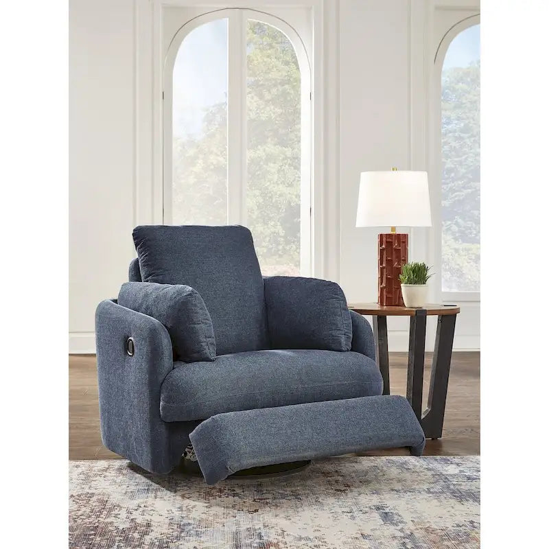 Reclinable giratorio individual beige/azul