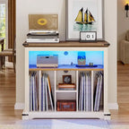Tocadiscos de MDF de Nogal con LED RGB y Carga – 39.9 cm Prof. × 80 cm An. × 72.9 cm Al.