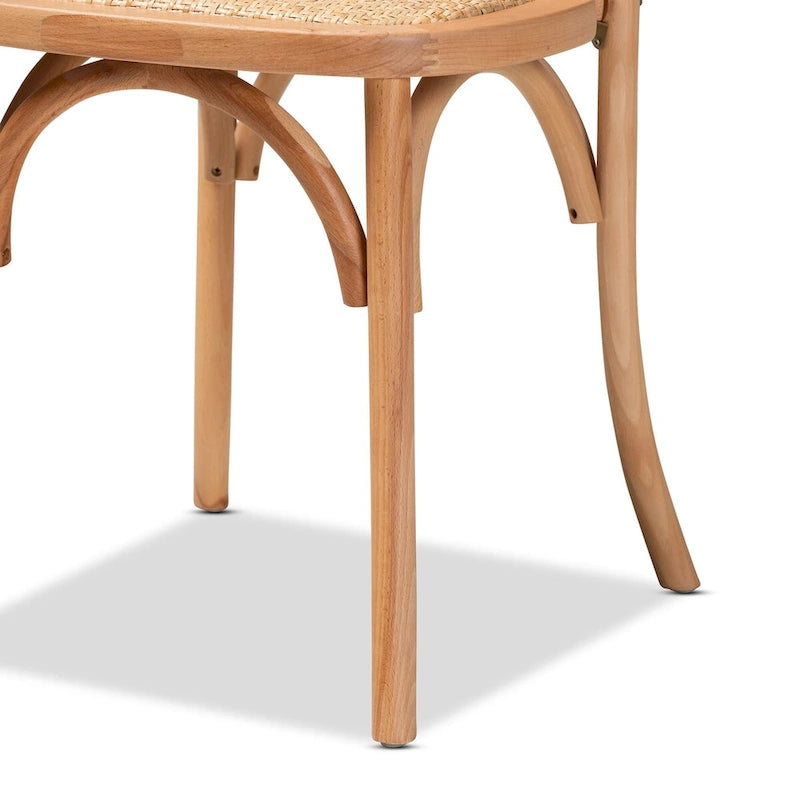 Sillas de comedor de ratán marrón natural, estilo de mediados de siglo, juego de 2