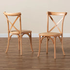 Sillas de comedor de ratán marrón natural, estilo de mediados de siglo, juego de 2