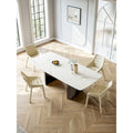 Mesa de comedor rectangular blanca de piedra sinterizada, 6 plazas – 160 cm (L) × 90 cm (An) × 75 cm (Al)