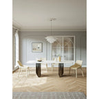 Mesa de comedor rectangular blanca de piedra sinterizada, 6 plazas – 160 cm (L) × 90 cm (An) × 75 cm (Al)