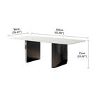 Mesa de comedor rectangular blanca de piedra sinterizada, 6 plazas – 160 cm (L) × 90 cm (An) × 75 cm (Al)