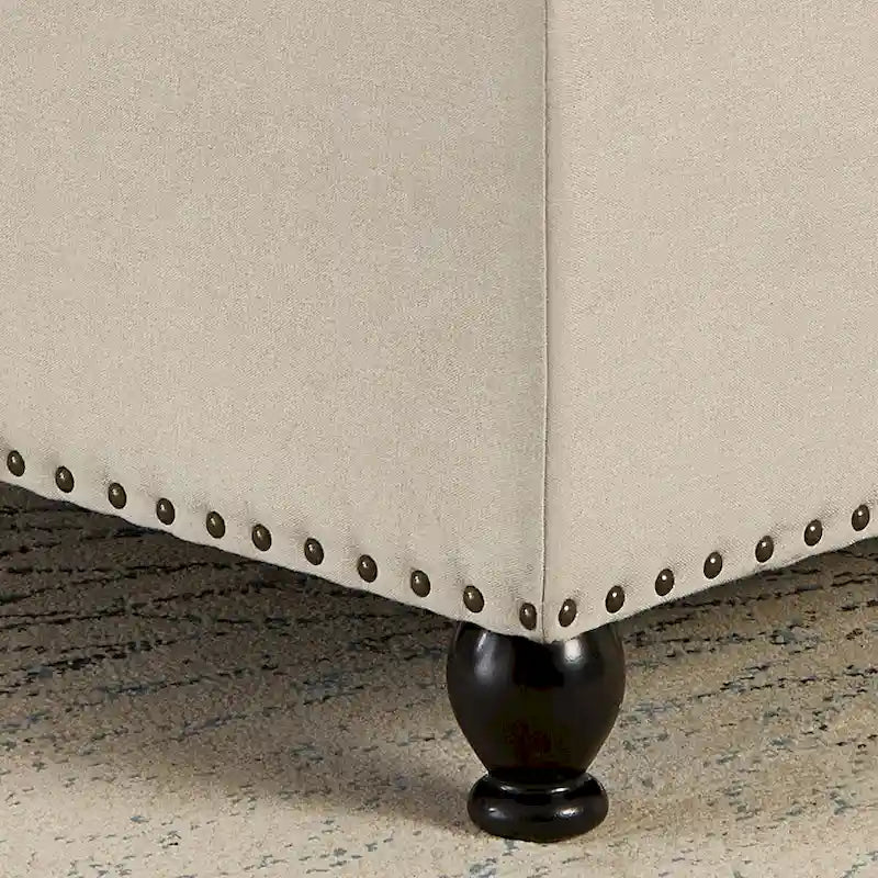 Puf otomano cuadrado de almacenamiento beige / gris oscuro / marrón / negro, con botones, reposapiés para 2 personas y mesa de centro