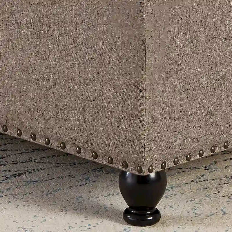 Puf otomano cuadrado de almacenamiento beige / gris oscuro / marrón / negro, con botones, reposapiés para 2 personas y mesa de centro
