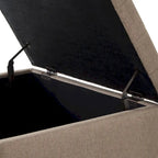 Puf otomano cuadrado de almacenamiento beige / gris oscuro / marrón / negro, con botones, reposapiés para 2 personas y mesa de centro