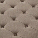 Puf otomano cuadrado de almacenamiento beige / gris oscuro / marrón / negro, con botones, reposapiés para 2 personas y mesa de centro