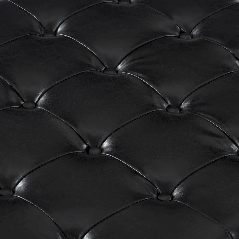 Puf otomano cuadrado de almacenamiento beige / gris oscuro / marrón / negro, con botones, reposapiés para 2 personas y mesa de centro