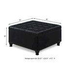 Puf otomano cuadrado de almacenamiento beige / gris oscuro / marrón / negro, con botones, reposapiés para 2 personas y mesa de centro