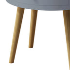 Mesa auxiliar blanca/gris con cajón, patas de roble, un solo uso