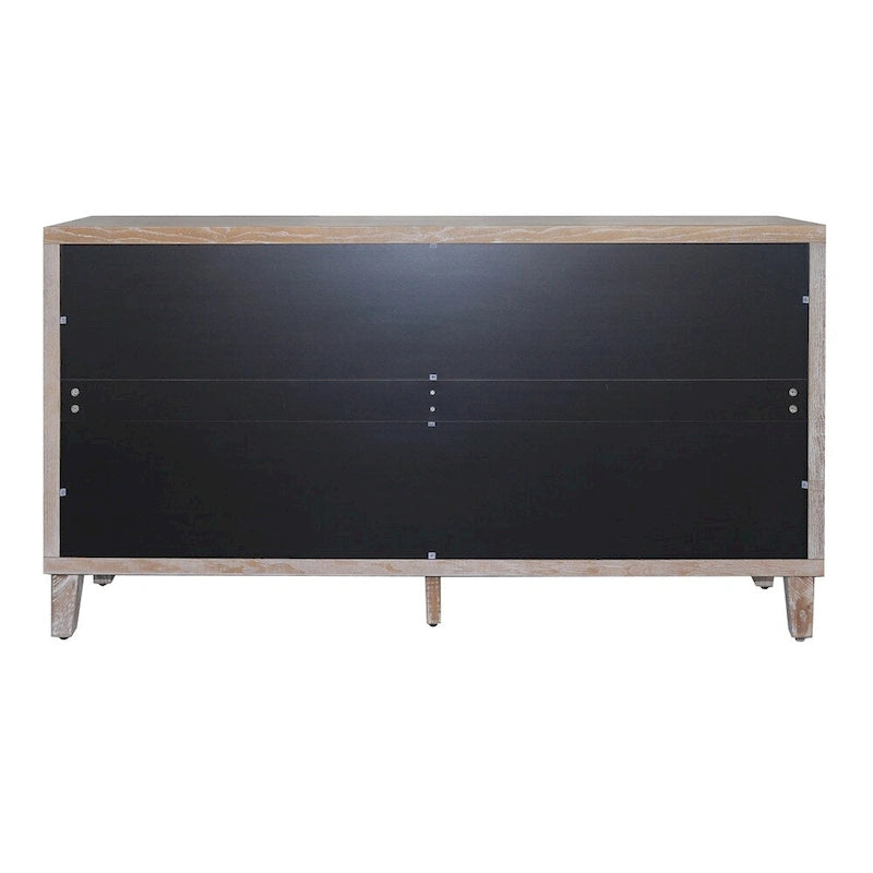 Aparador de madera natural con lavado, 4 puertas, montaje por 1 persona