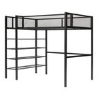 Cama alta individual de metal con estantes, color blanco/negro/rosa, para 1 persona