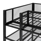 Cama alta individual de metal con estantes, color blanco/negro/rosa, para 1 persona