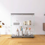 Vitrina de cristal de 2 puertas, 2 estantes, para 1 persona, blanca/negra