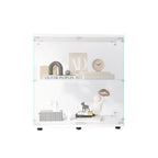 Vitrina de cristal de 2 puertas, 2 estantes, para 1 persona, blanca/negra