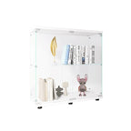 Vitrina de cristal de 2 puertas, 2 estantes, para 1 persona, blanca/negra
