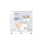 Vitrina de cristal de 2 puertas, 2 estantes, para 1 persona, blanca/negra