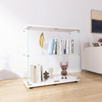 Vitrina de cristal de 2 puertas, 2 estantes, para 1 persona, blanca/negra