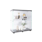 Vitrina de cristal de 2 puertas, 2 estantes, para 1 persona, blanca/negra