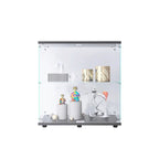 Vitrina de cristal de 2 puertas, 2 estantes, para 1 persona, blanca/negra