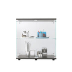 Vitrina de cristal de 2 puertas, 2 estantes, para 1 persona, blanca/negra
